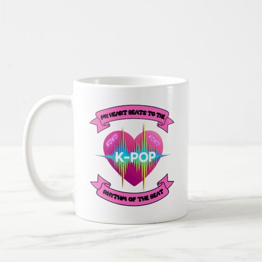 KPop Heart Sound Rhythm Music Beat Fan Design Koffiemok (Links)