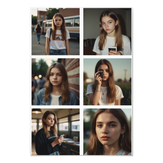 Kpop Idol Verjaardag Fancafe Pixel Hart Collage Foto Afdruk (Voorkant)