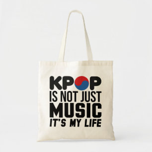 Kpop is mijn leven muziek slogan graphics tote bag