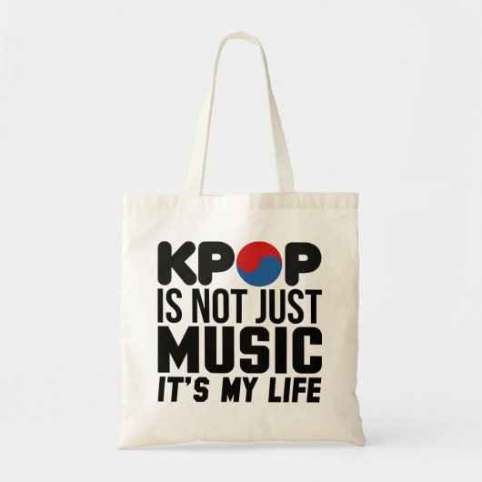 Kpop is mijn leven muziek slogan graphics tote bag (Voorkant)