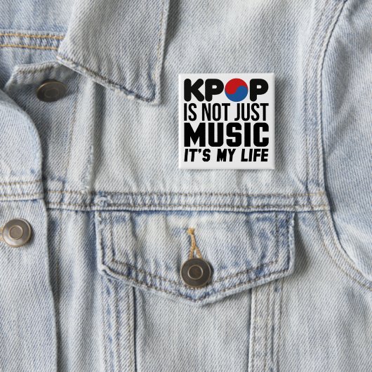 Kpop is mijn leven muziek slogan graphics vierkante button 5,1 cm (In situ)