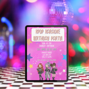 KPOP Karaoke Verjaardag, roze sterren Kaart