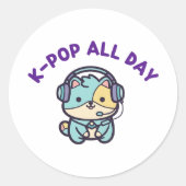 Kpop Lover Round Sticker Sheet Gift for K-pop Fan (Voorkant)