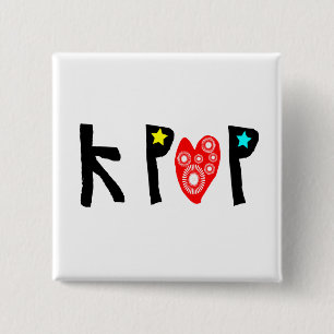KPOP No.1 de knoop van de Speld van de Vectorart v Vierkante Button 5,1 Cm