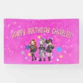 KPOP Singing Birthday, pink stars Spandoek (Horizontaal)
