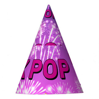 KPOP-Vuurwerkpatroon Paars Roze Typograaf Feestje Feesthoedjes
