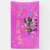 KPOP Zingt Verjaardag, roze sterren Spandoek (Verticaal)
