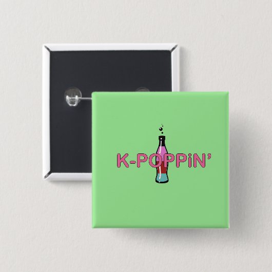 Kpoppin' Green Vierkante Button 5,1 Cm (Voorkant /achterkant)