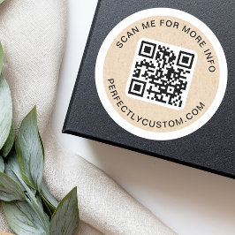KR-code aangepast Kraft-papier ziet er wit uit Ronde Sticker