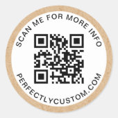 KR-code aangepast Kraft-papier ziet er wit uit Ronde Sticker (Voorkant)