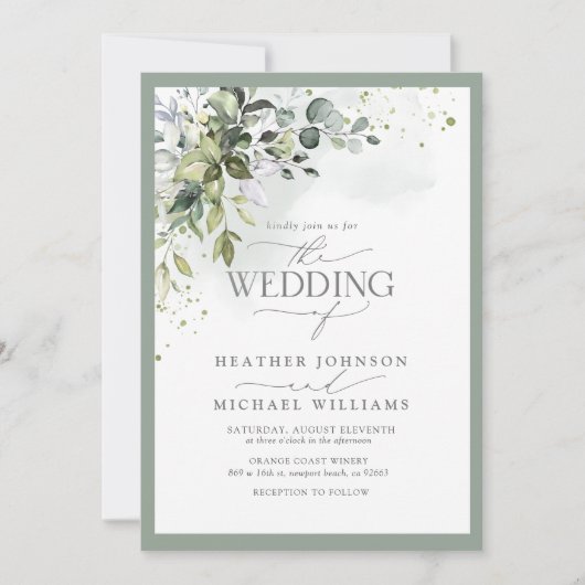 KR-code Botanische groen-Waterverf Kaart (Voorkant)