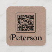 KR-code kraftpapier aangepast logo Vierkante Visitekaartje (Voorkant)