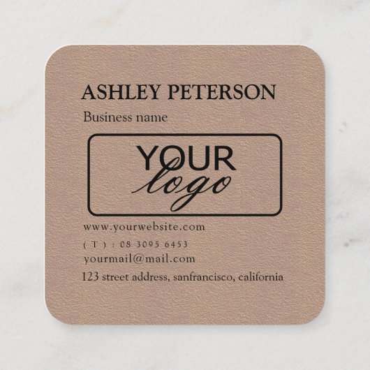 KR-code kraftpapier aangepast logo Vierkante Visitekaartje (Achterkant)