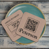 KR-code kraftpapier aangepast logo Vierkante Visitekaartje