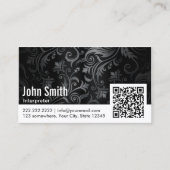 KR Code tolk Floral Ornament Visitekaartje (Voorkant)