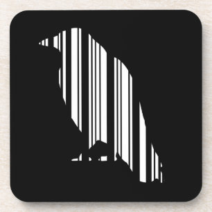 Kraai Bar Code Vogel Patroon Ontwerp Onderzetter
