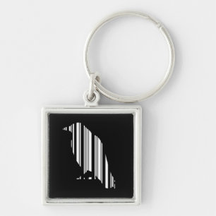 Kraai Bar Code Vogel Patroon Ontwerp Sleutelhanger