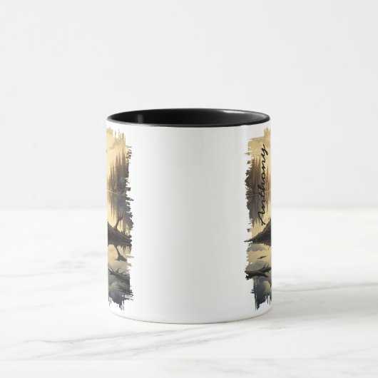 Kraai bij Dawn Lake Reflection Mok (Midden)