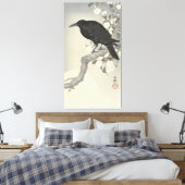 Kraai bij volle maan canvas afdruk (Insitu (Slaapkamer))
