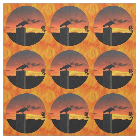 Kraai bij zonsondergang v1 stof (Swatch)