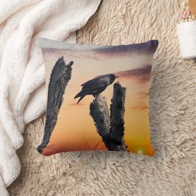 Kraai bij zonsopgang kussen (Deken)
