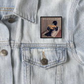 Kraai die De Raaf Leest Grappig Vierkante Button 5,1 Cm (In situ)