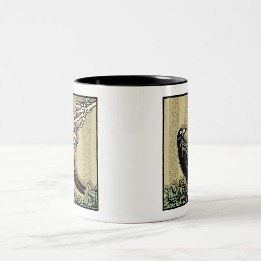 Kraai en Cookie - Pop Gothic Holiday Surreal Tweekleurige Koffiemok (Center)