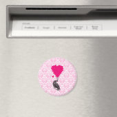Kraai en hart op roze damast magneet (Insitu (Vaatwasser))