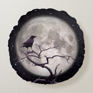 Kraai en Maan 2, Kraaikunst, Raven, Gotisch, Nacht Rond Kussen