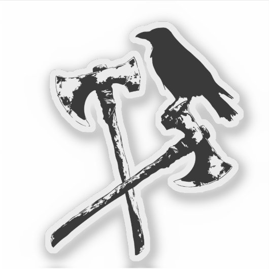 Kraai en Noorse bijlen Sticker (Voorkant)