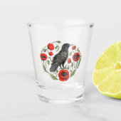 Kraai en papavers shot glas (Voorkant)