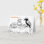 Kraai en pelgrim aan de thanksgivingtafel kaart (Gele Bloem)