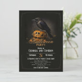 Kraai en Pompoen Gotische Halloween Deel Kaart (Staand voorkant)