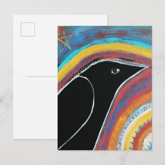 Kraai en regenboog briefkaart (Voorkant / Achterkant)