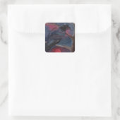 Kraai en Rode Maan Rising Vierkante Sticker (Tas)