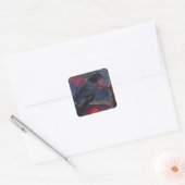 Kraai en Rode Maan Rising Vierkante Sticker (Envelop)