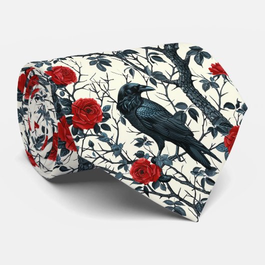 Kraai en rode rozen stropdas (Opgerold)