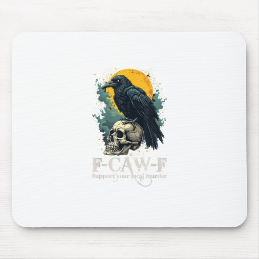 Kraai F-Caw-F Grappige Schedel Maan Ontwerp Muismat (Voorkant)