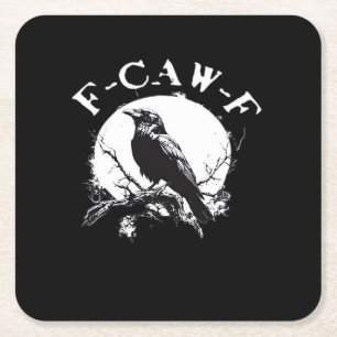 Kraai F-Caw-F Grappige Vogel Esthetische Casual Kartonnen Onderzetters