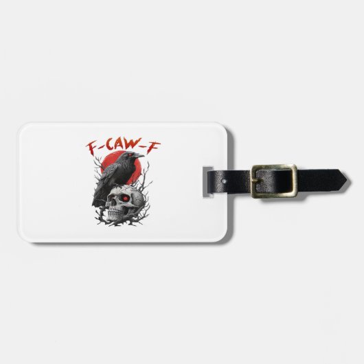 Kraai, F-Caw-F Grappige Vogel F-Caw-F Maan Gothisc Bagagelabel (Voorkant horizontaal)