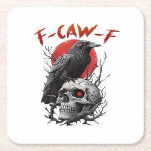 Kraai, F-Caw-F Grappige Vogel F-Caw-F Maan Gothisc Kartonnen Onderzetters