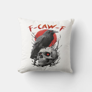 Kraai, F-Caw-F Grappige Vogel F-Caw-F Maan Gothisc Kussen