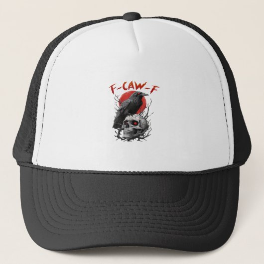 Kraai, F-Caw-F Grappige Vogel F-Caw-F Maan Gothisc Trucker Pet (Voorkant)