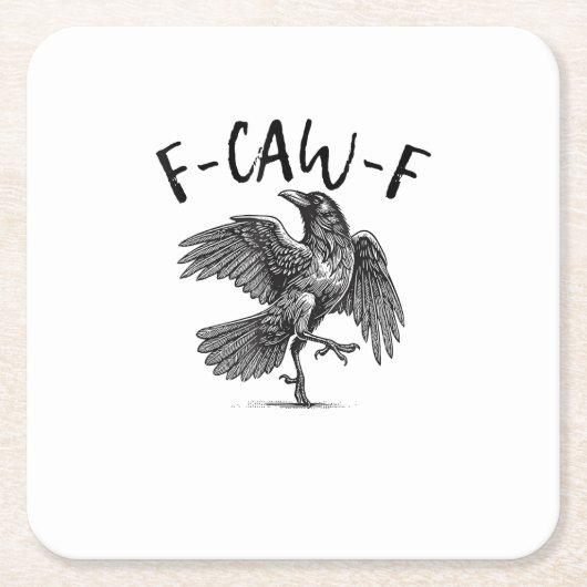 Kraai, F-Caw-F Grappige Vogel Kartonnen Onderzetters (Voorkant)