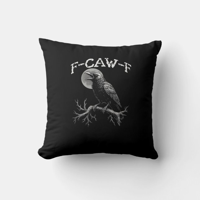 Kraai F-Caw-F Grappige Vogel Kraai Humor Tri-blend Kussen (Voorkant)