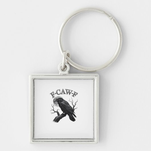Kraai, F-Caw-F Grappige Vogel Maan Gothische Tri-B Sleutelhanger (Voorkant)