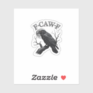 Kraai, F-Caw-F Grappige Vogel Maan Gothische Tri-B Sticker