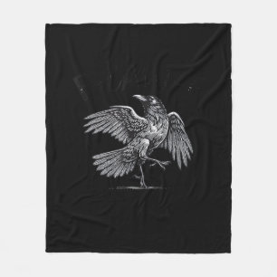 Kraai, F-Caw-F Grappige Vogel Maan Gothische Volwa Fleece Deken