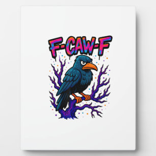 Kraai, F-Caw-F Grappige Vogel Maan Gothische Volwa Fotoplaat