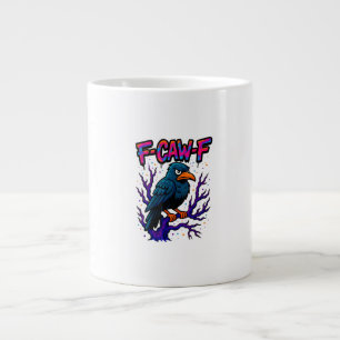Kraai, F-Caw-F Grappige Vogel Maan Gothische Volwa Grote Koffiekop